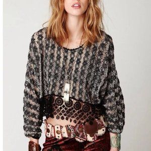 FP White + Black Crochet Top